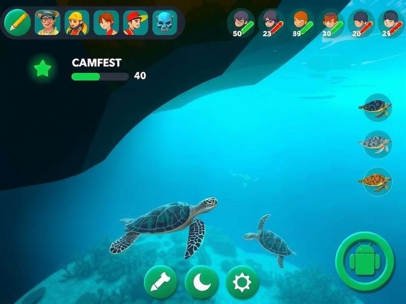 Sea Turtle Trail gameplay screenshot showing underwater environment
